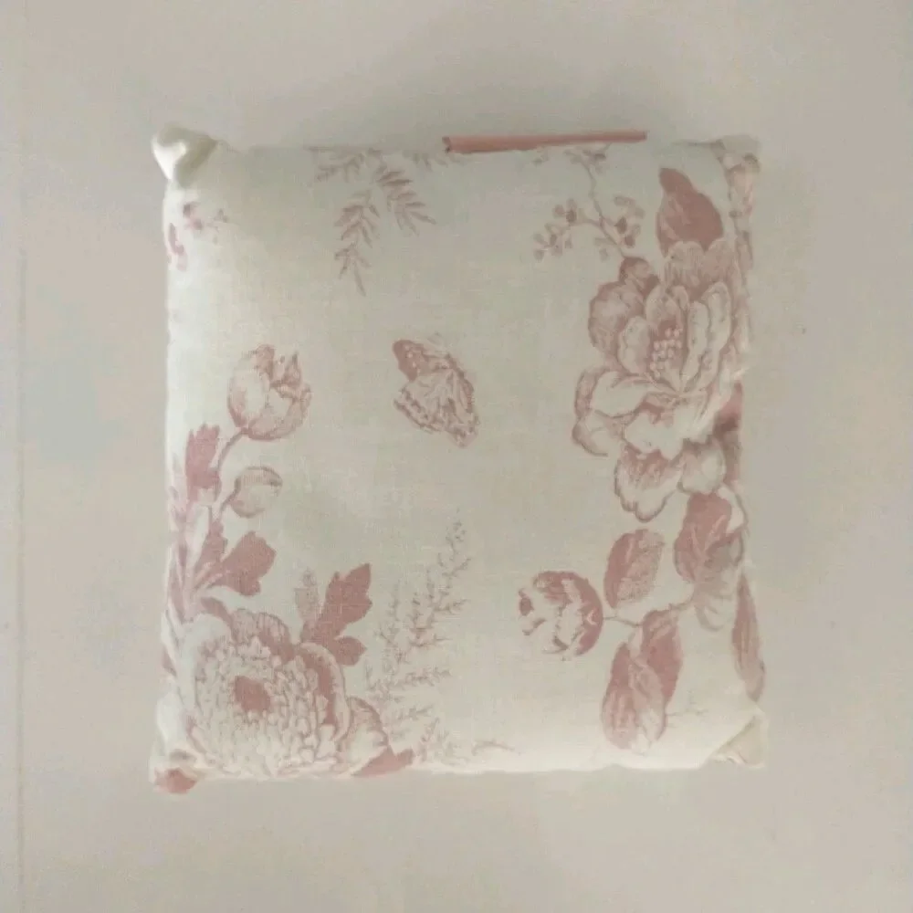 Crabtree&Evelyn Sachet Pillows Decor Pink Cabbage Rose Toile Wedding Ring*READ